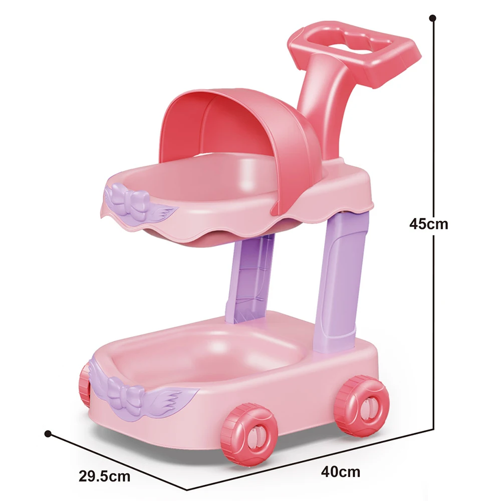 Hot Selling Electric Plush Cute Pet Cart Toy Stroller Set Baby Trolley Animal Toys Pretend Play Game for Children
