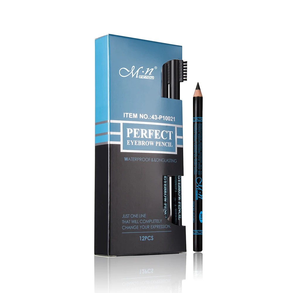Menow P10021 makeup wood eyebrow pencil with brush Black eyebrow pencil