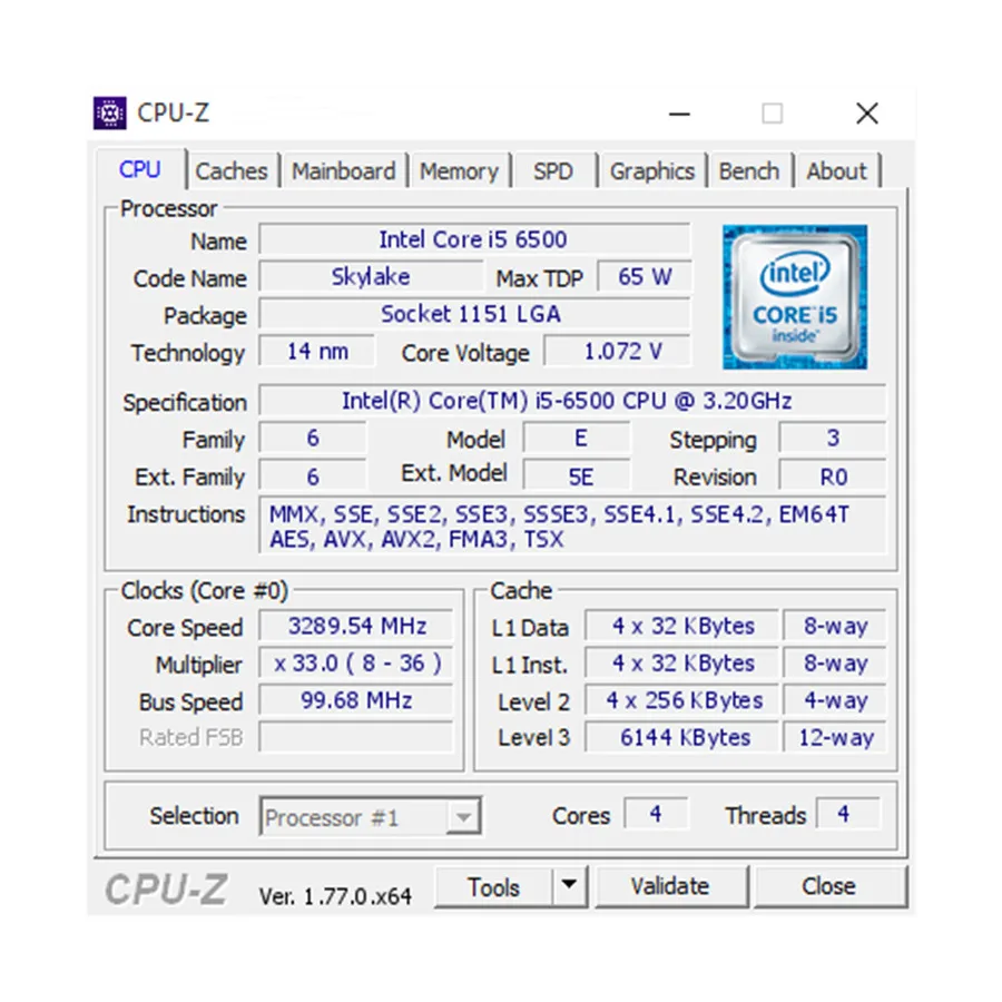 Original for Intel Core i5 6500 Processor 3.2GHz 6MB Cache Quad Core Socket LGA 1151 CPU