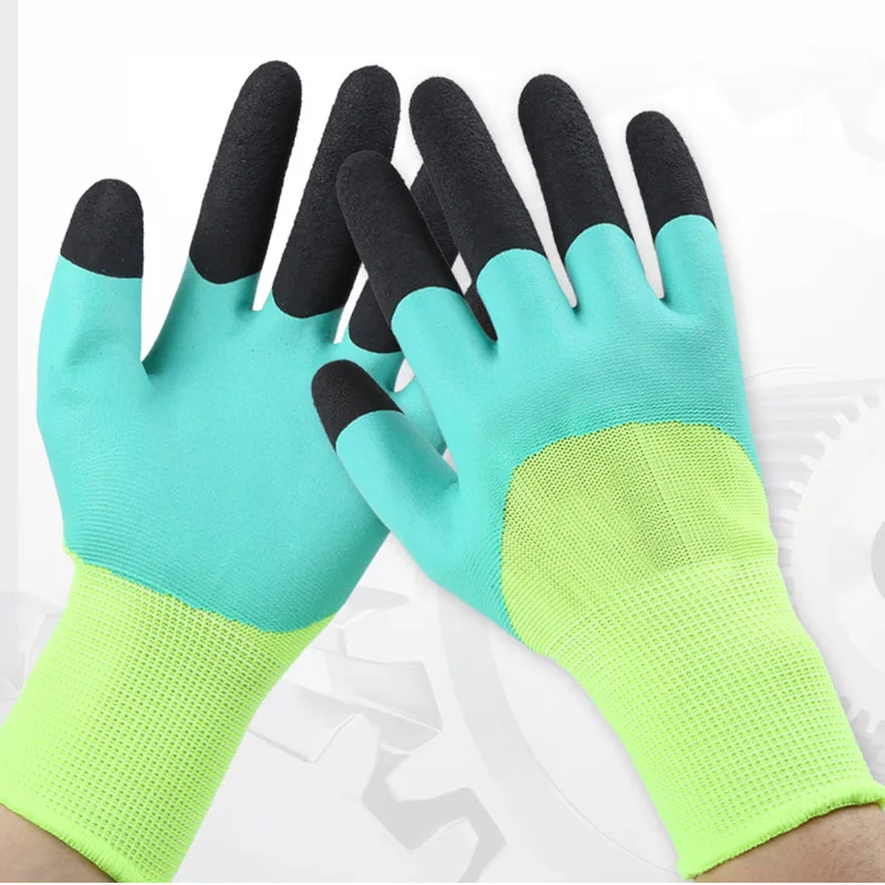 Summer Nylon Latex Foam Breathable Reinforced Finger Gloves for Construction Machine Agriculture Outdoor Work Safety