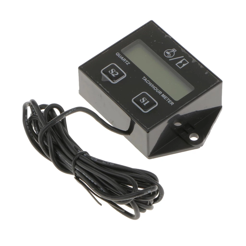 Waterproof LCD Digital Hour Meter Tachometer Small Engine Spark Motorcycle