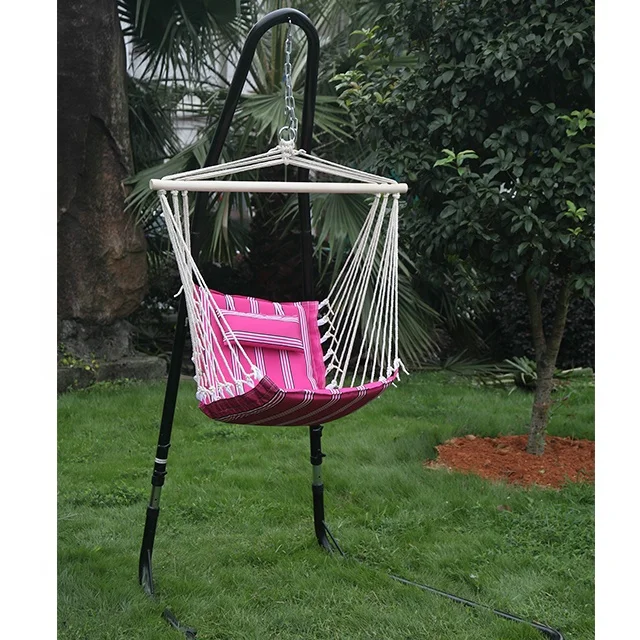 
Outdoor Indoor Patio Garden Hammock Polyester Cotton Wooden Hanging Swing Chair 
