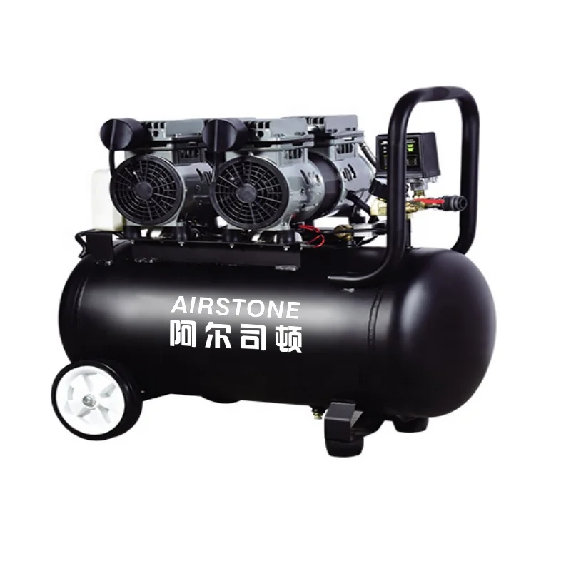 Бесшумный 100% 1.5HP 2HP Безмасляные компрессора двухпоршневые 8Bar портативный Низкий уровень Шума Вертикальный воздушный компрессор для