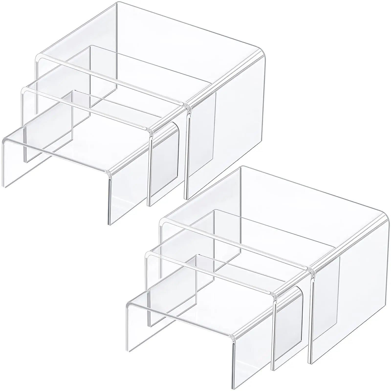 2 Sets Clear Acrylic Display Risers Jewelry Display Riser Shelf Acrylic Showcase Fixtures