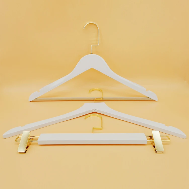 Wholesale White Gold Hooks Not Slip Suit Hanger Hunger For Clothes With Clips