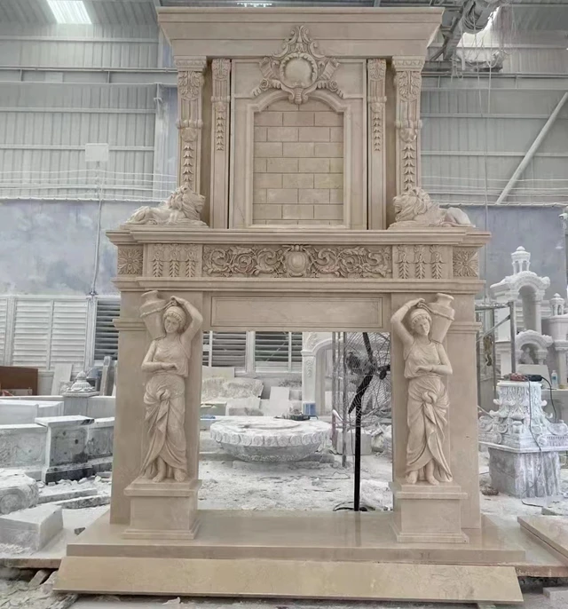 Calacatta White Statuario White Marble Fireplace Factory Price Limestone Fireplace Manufacturer