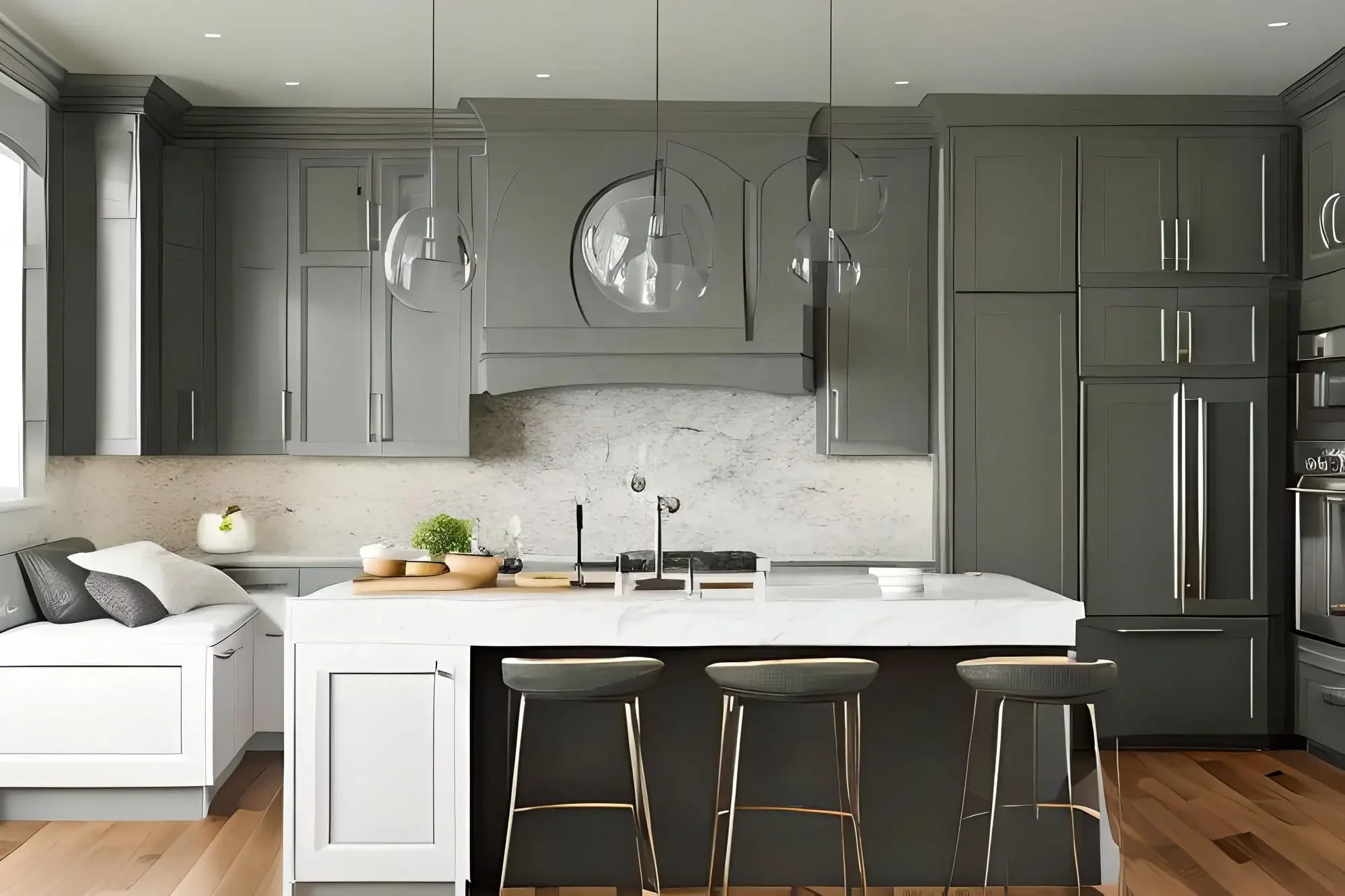 Contemporary Simple European Waterproof Durable Paint Glass Pvc Lacquer Wood Kitchen Storage Cupboard