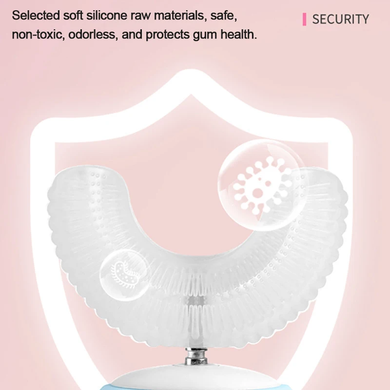 Custom Smart Timer Power Kids Electric Rechargeable Soft Children Cleaning Replacement Batteries U Shape Toothbrush