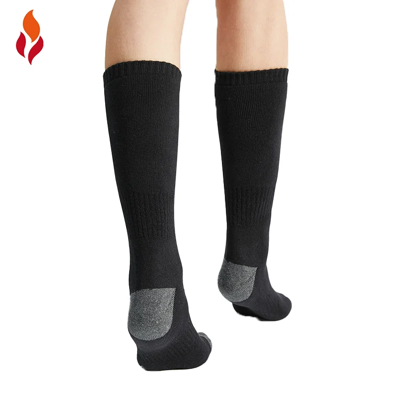 Customized Labels Sock USB Rechargeable Smart Heated Sock Drop Shipping Winter Black Knitted Sports heated ski socks