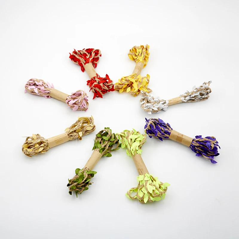 
Forest simulation leaf hemp rope 2M per tie manufacturer wholesale handmade DIY decorative gardening green leaf hemp rope color 