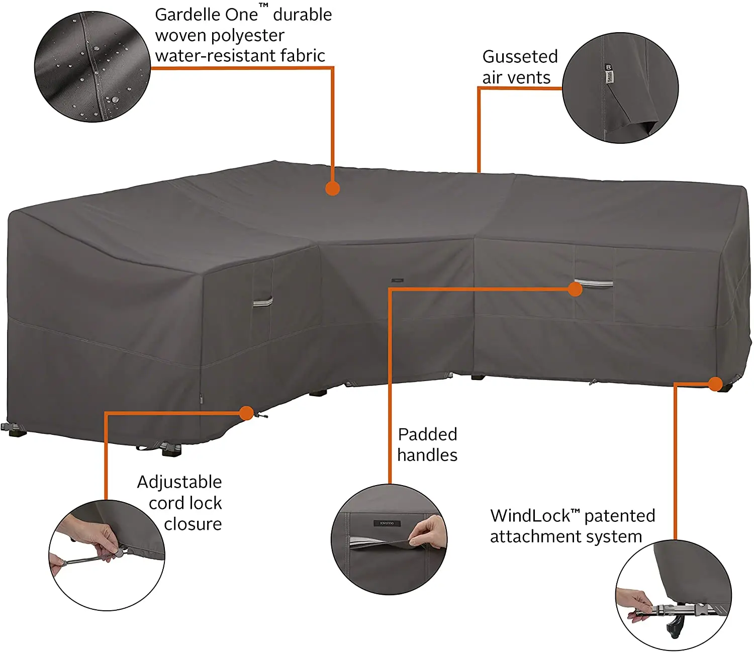 Чехол для садового дивана из ротанга V-образной формы, 100% водонепроницаемый чехол для уличной мебели, защита для угловой мебели L-образной формы
