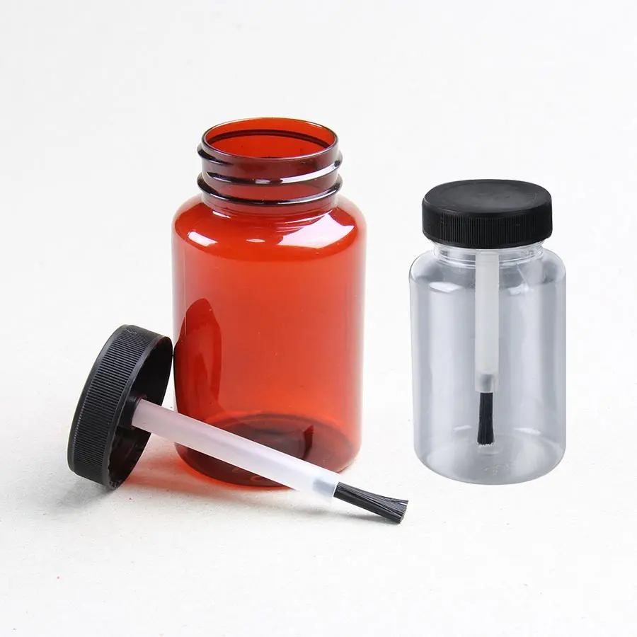 Wide Mouth Empty Plastic Bottles with Brush Cap 15ml 20ml 30ml 50ml 60ml 80ml 100ml 120ml 150ml