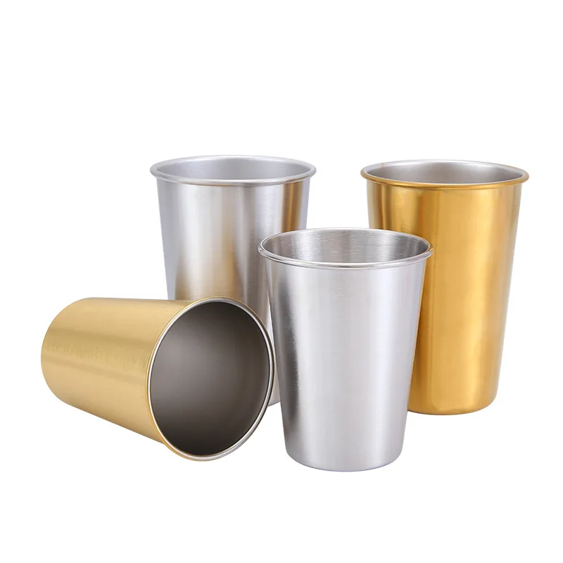
Bar Accessories Single Wall Stainless Steel 304 Coffee Beer Drinking Metal Mug Cup With straw Customized Logo 