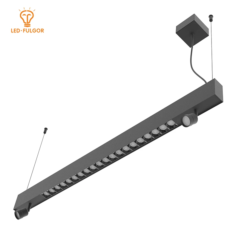Beautiful black powder coating office shop Pendant Linear LED Light for Combination lighting