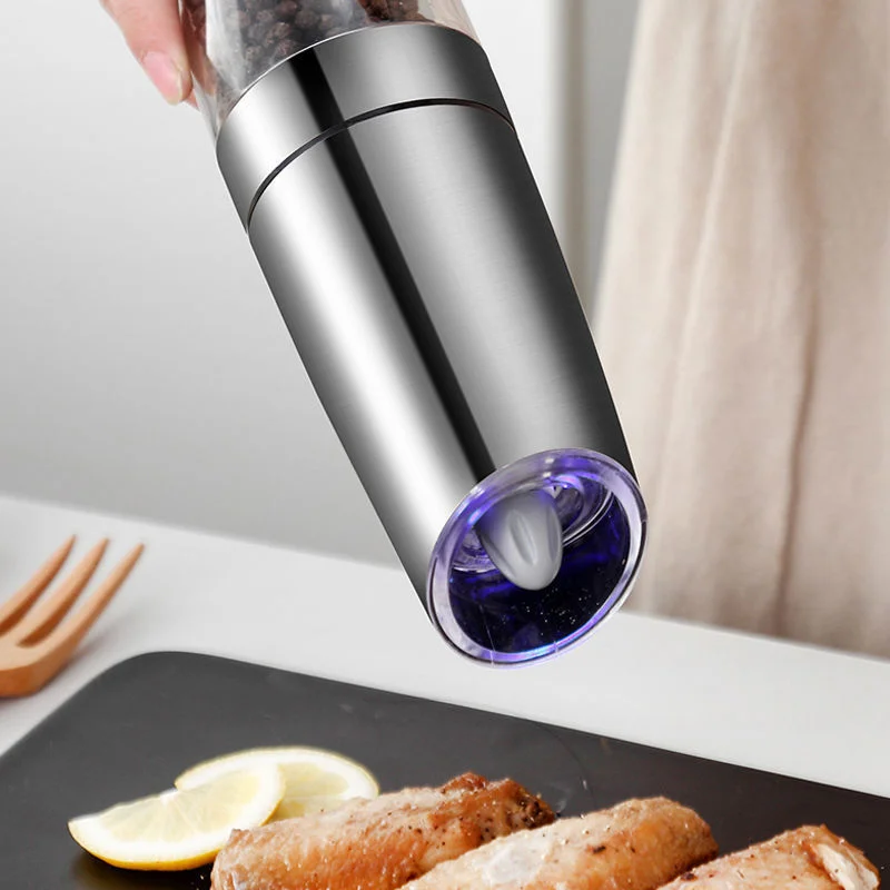 gravity electric pepper grinder,  adjustable salt and pepper grinder ,battery operated stainless steel spice grinder