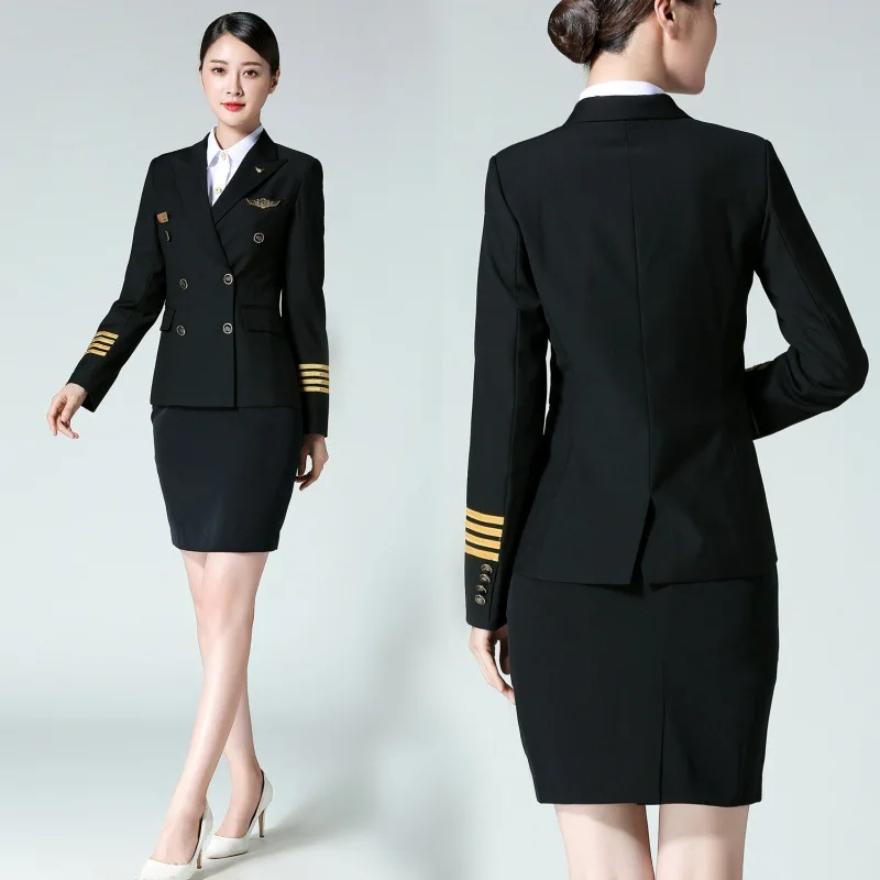 Captain uniform female security concierge aviation pilot professional work suit jacket