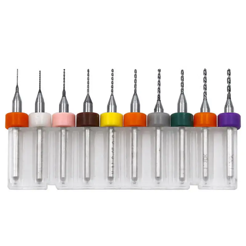 10pcs 0.1-1.0mm Carbide Micro Drill Bits Set Mini Brocas CNC Drilling Bit Jewelry Tools Print Circuit Board PCB Drill Bit