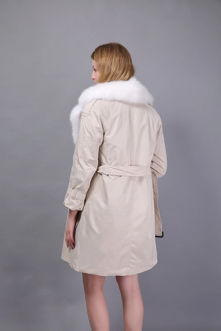 High Quality Fur Winter Parka Thick Warm Womans Winter White Fur Lining Parka Jacket Russian Real Fur Coat