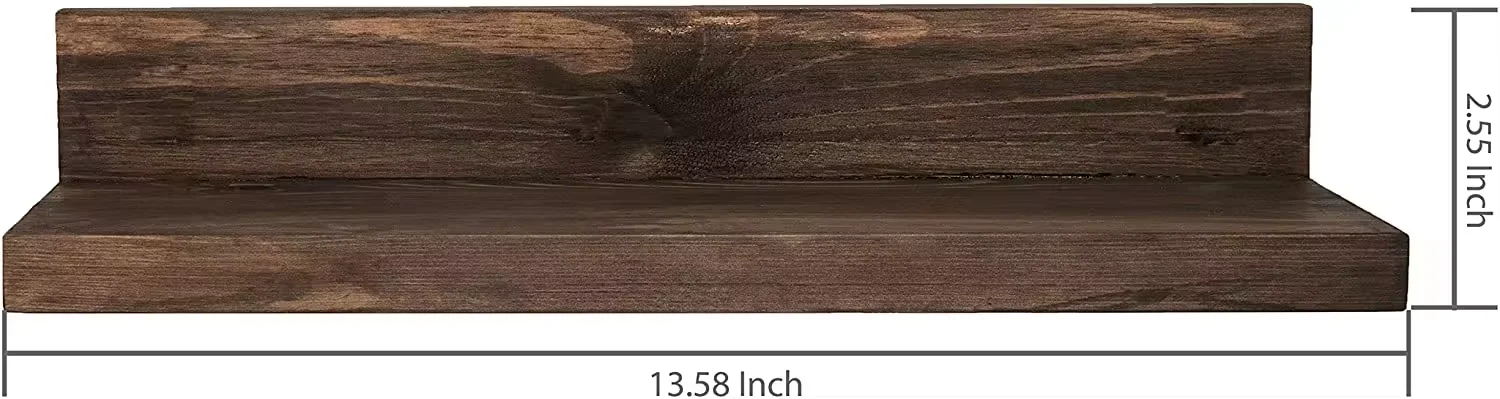 Custom Home Decor Dark Brown Wood Wall Mounted  Hanging Wooden Shelves with D Magnetic Key Holders