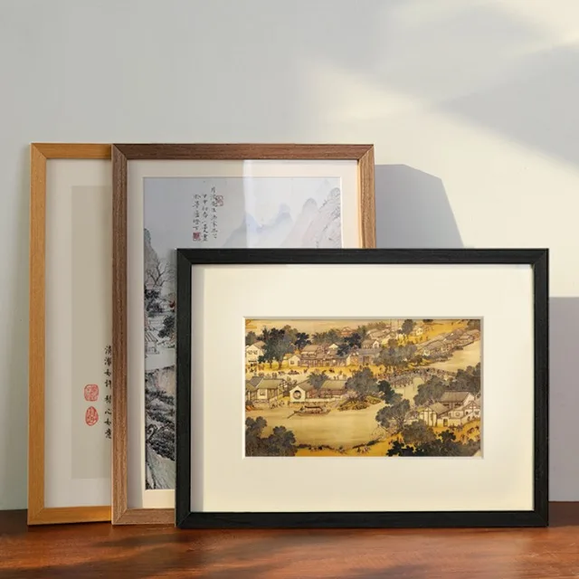 Natural Grain Solid Wood White Black Oak Customized A3 Pictures Wall Art Display Large Frame set big size Puzzle Frame with mat