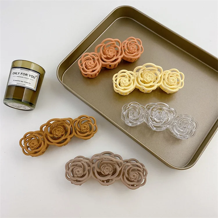 Wholesale Hot Sale Women Fashion Rose Hair Clip Accessories 11-cm Flower Matte Korean Hair Claws Clips