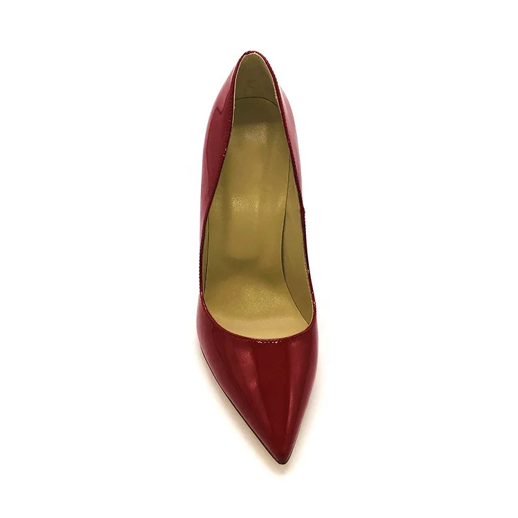 Beautiful elegant ladies pointed toes 12cm high heel patent leather sexy women pump thin heel shoes wholesale