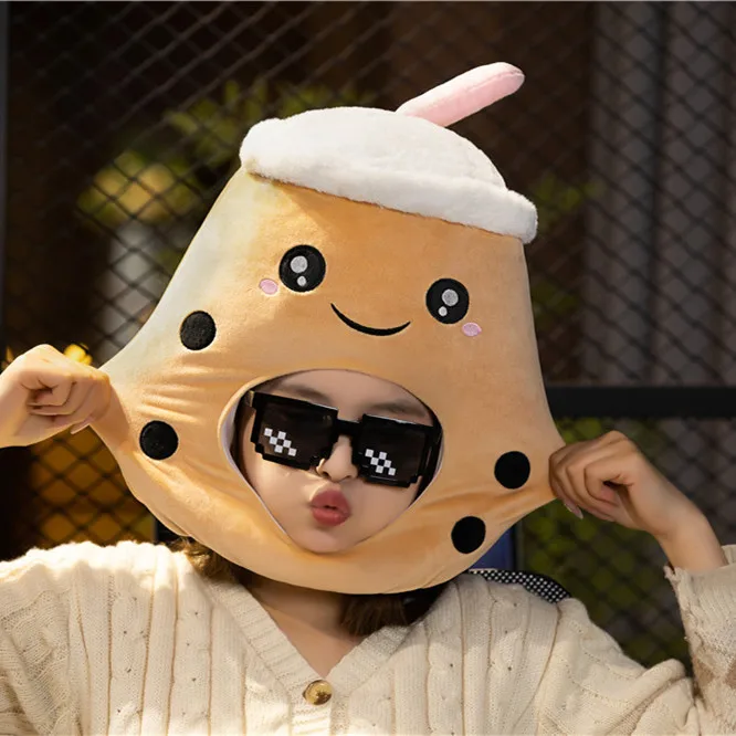 Food and drink milk tea head cap photo props photo props cartoon head set performance props
