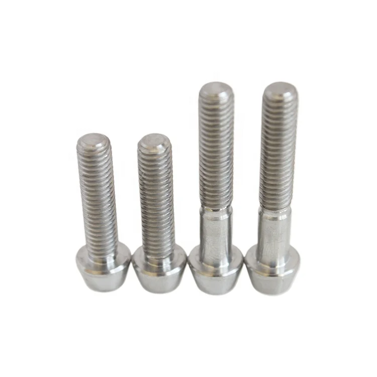 China supplier DIN912 tapered  M6x35 hex socket tapered head cap Gr5 Tc4 Ti-6al-4v titanium fastener bolt screw for bicycle