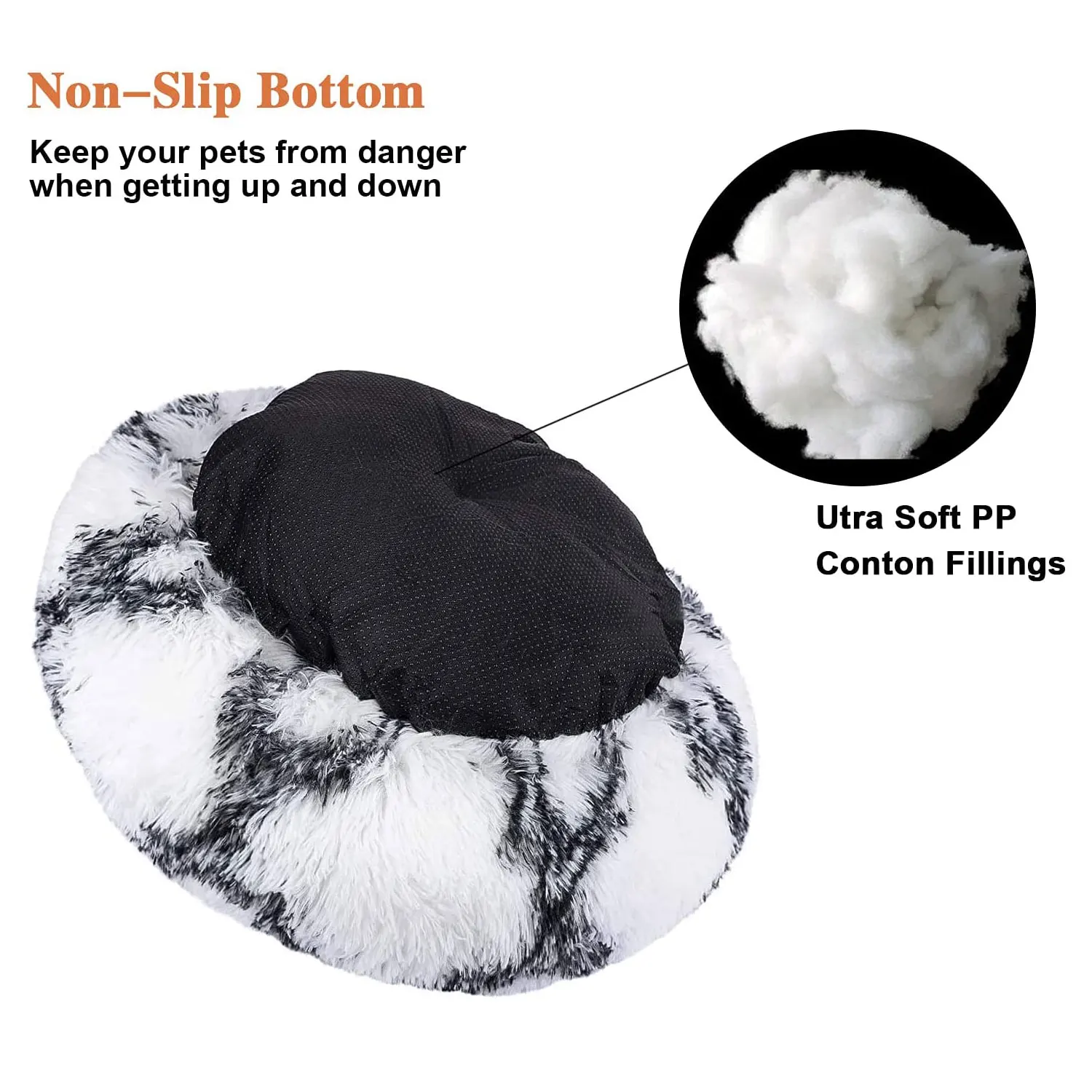 Factory wholesale Washable Round Donut pet sofa large dog bed orthopedic memory foam plush pet bed