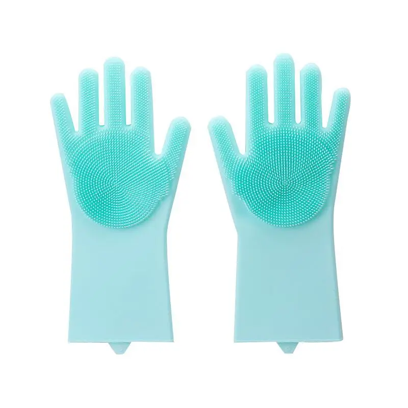 
Hot Selling Heat-resistant kitchen cleaning multi-functional sponge brush silicone gloves with Wash Scrubber 