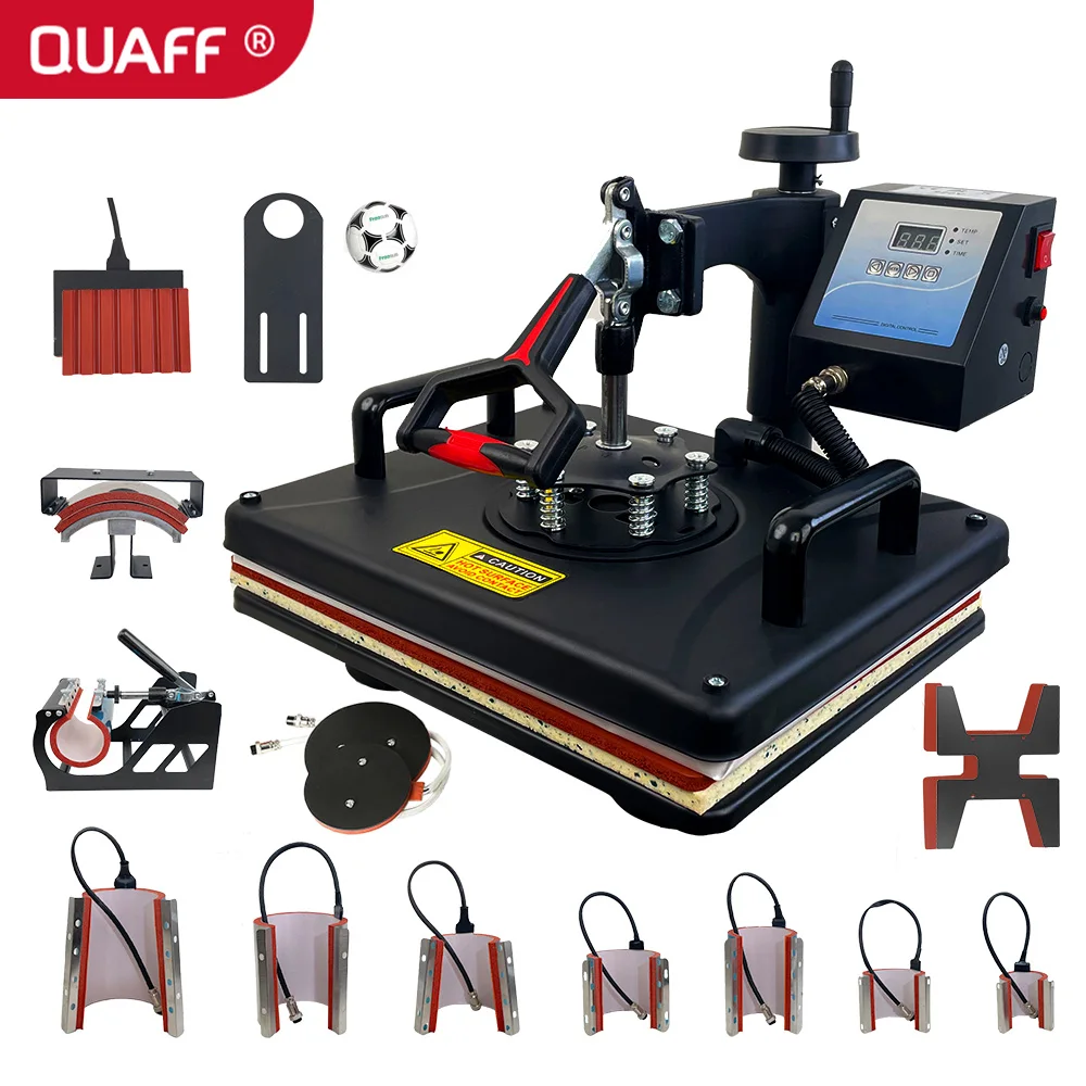 QUAFF 15 in 1 Combo Machine for T-shirt Cap Mug Cup Tumbler Pen Plate Ball Shoes Garment Heat Press Machines Sublimation Machine
