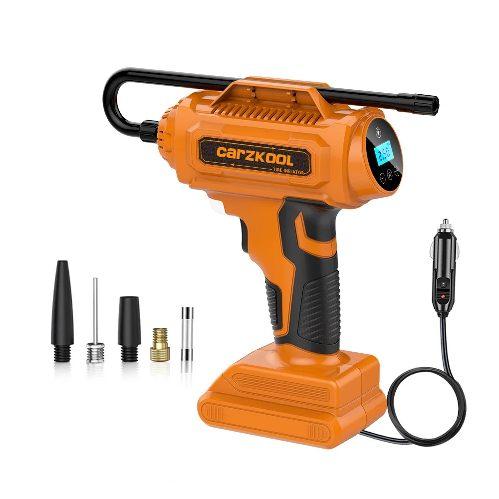 Gun shape Tire Inflator High cost-effectiveness Fast Inflation Efficient Digital Display Built in LED Light Power Bank