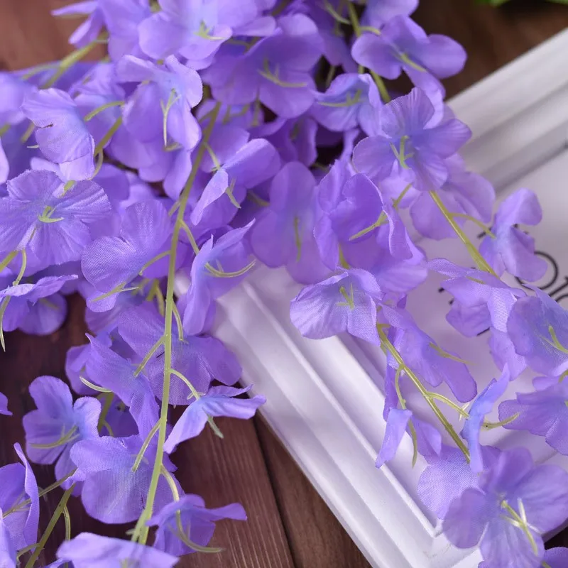 Artificial Wisteria Flowers Hanging Decor for Store Silk Wisteria Vine Home Wedding Decoration
