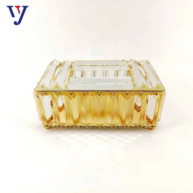 Promote the bestselling gold cover plastic luxury leather tissue box box crystal glass tissue box
