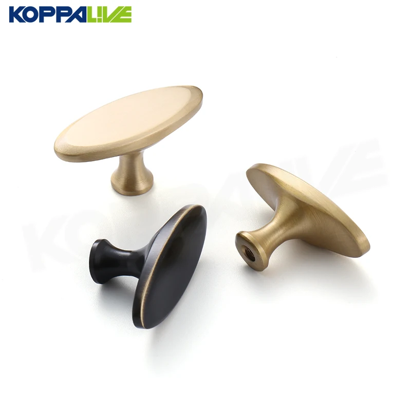Koppalive brushed brass kitchen cabinet handles knobs manufacturer black golden oval copper cupboard knobs for furniture drawer