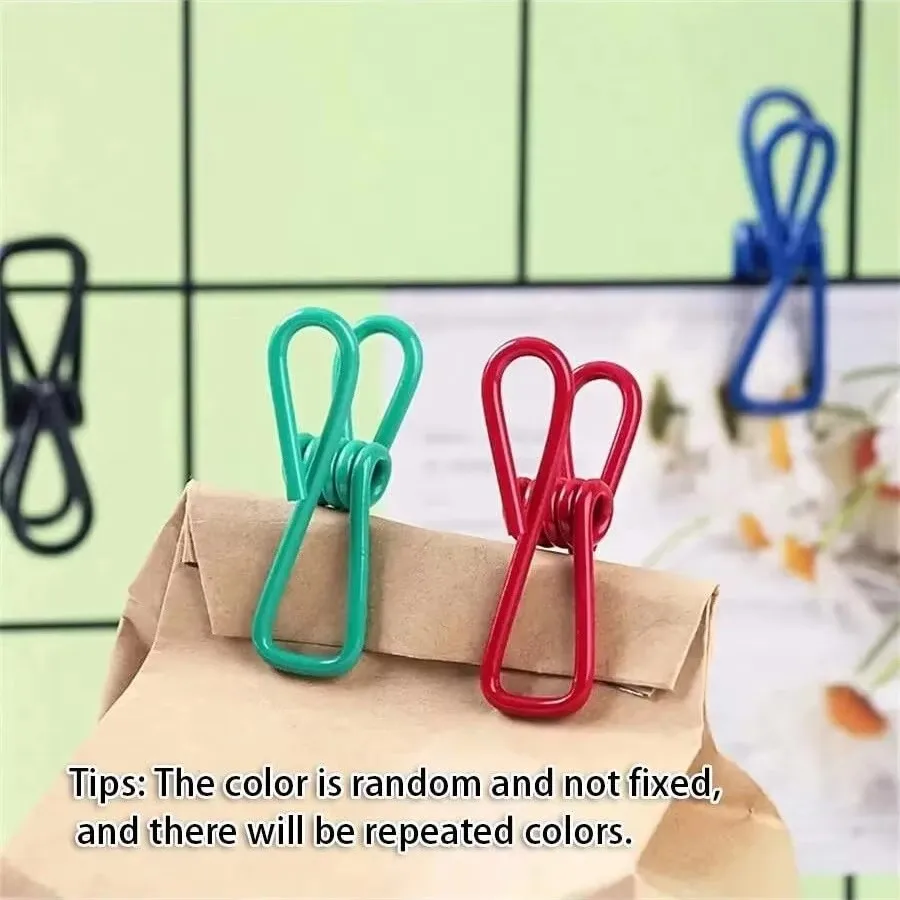 RTS Factory 10pcs Color Clothespins Clothes Chips PVC-Coated Steel Clip Anti-slip Sock Clip Multipurpose Clothes Drying Pins