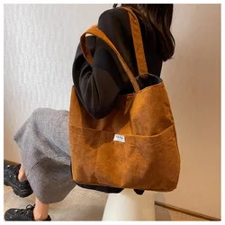 Wholesale High Quality Reusable Custom carry corduroy shoulder shopping tote bag