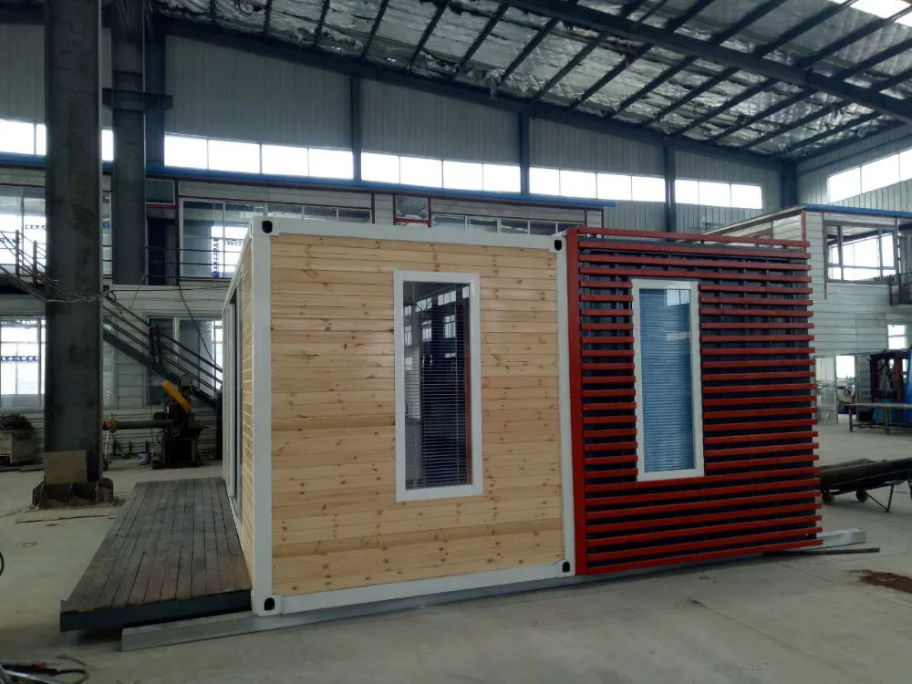 Low cost prefab expendable container sliding  house  Modern flat pack garden storage house