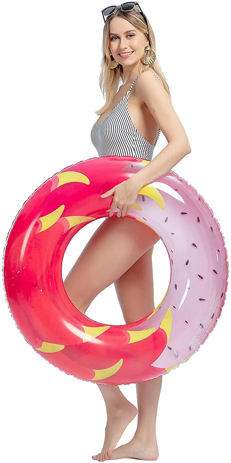 Inflatable Pool Tube Raft with Fruits Painting Funny Inflatable Pool Float Toys Swim Tubes for Swimming Pool Party
