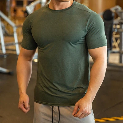 Mens athletic top activewear shirt men running  clothes gym lightweight sports elastic t shirts