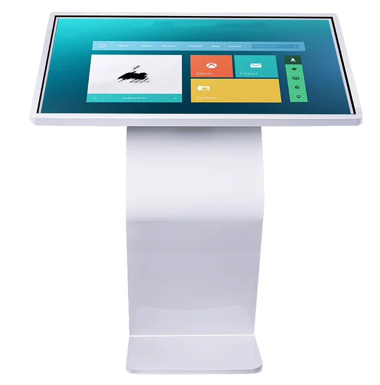 32' Standalone Touch Screen Lcd Digital Information K And S Shape Kiosk With Software