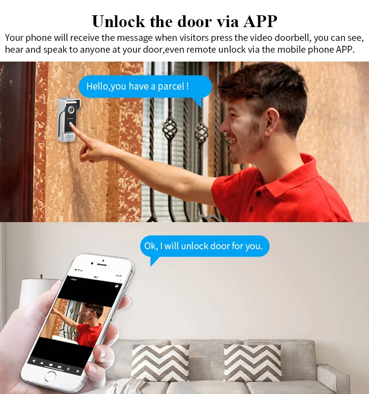 Doorbell Smart Video Phone Outdoor Comminicate with waterproof camera