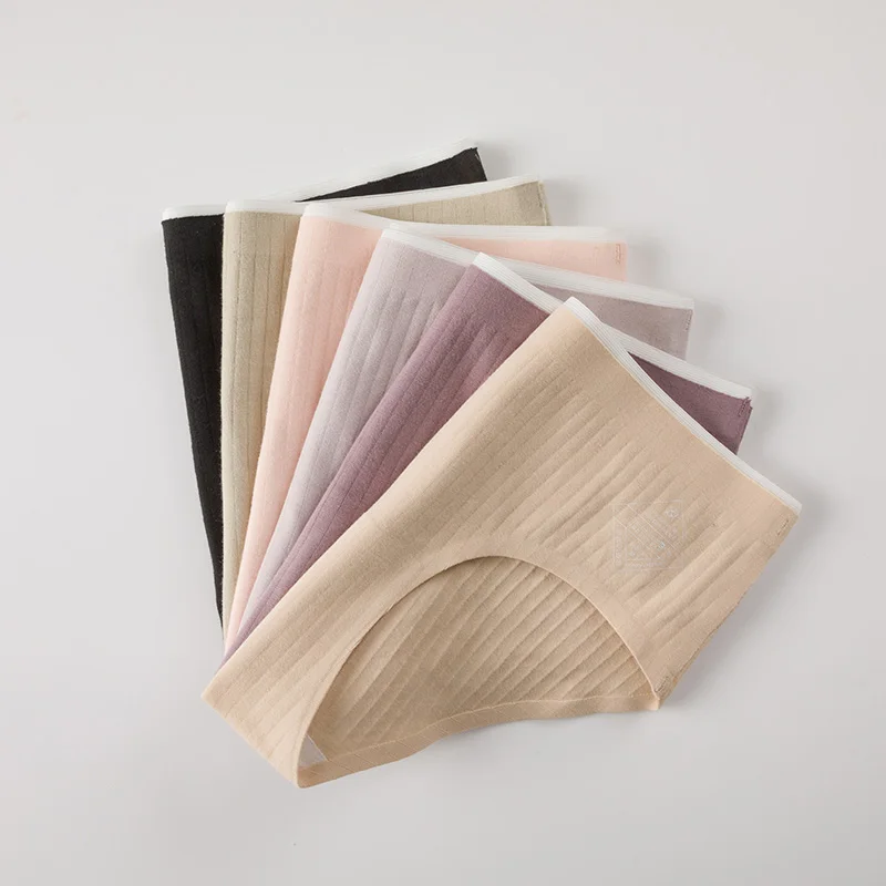 Лидер продаж, новый дизайн, хлопковые трусики в полоску, бесшовные женские хлопковые трусы, однотонная одежда для сна, нижнее белье