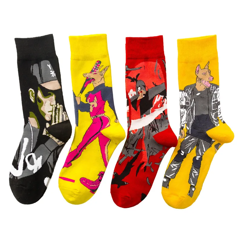 KANGYI High Quality Custom Calcetines Socken Comic Character Cotton crazy korean Cartoon Socks