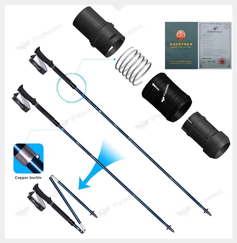 Ultra-light 5 sections 7075 aviation aluminum alloy Folding Collapsible Cane Non-slip Rubber Trekking Pole