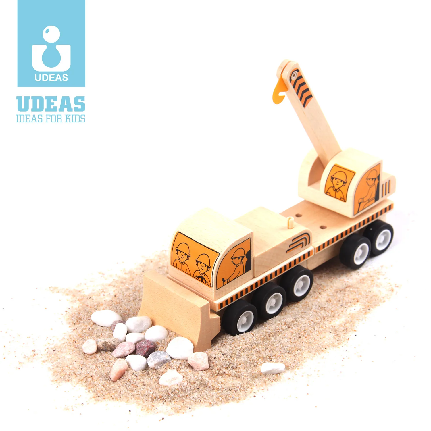 Quality Educational Wooden Toy Assemble Engineering Construction Vehicle Truck Model Car Pull Back Toys For Kids