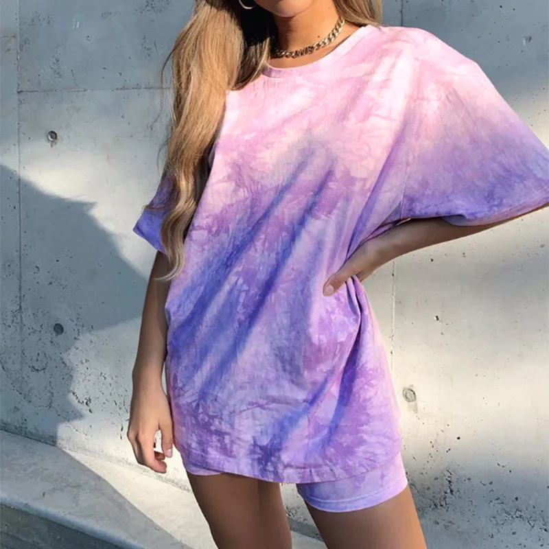 
Hot Selling In USA Recyclable Fabric Women Tie Dye Two Piece Set Women Clothing 
