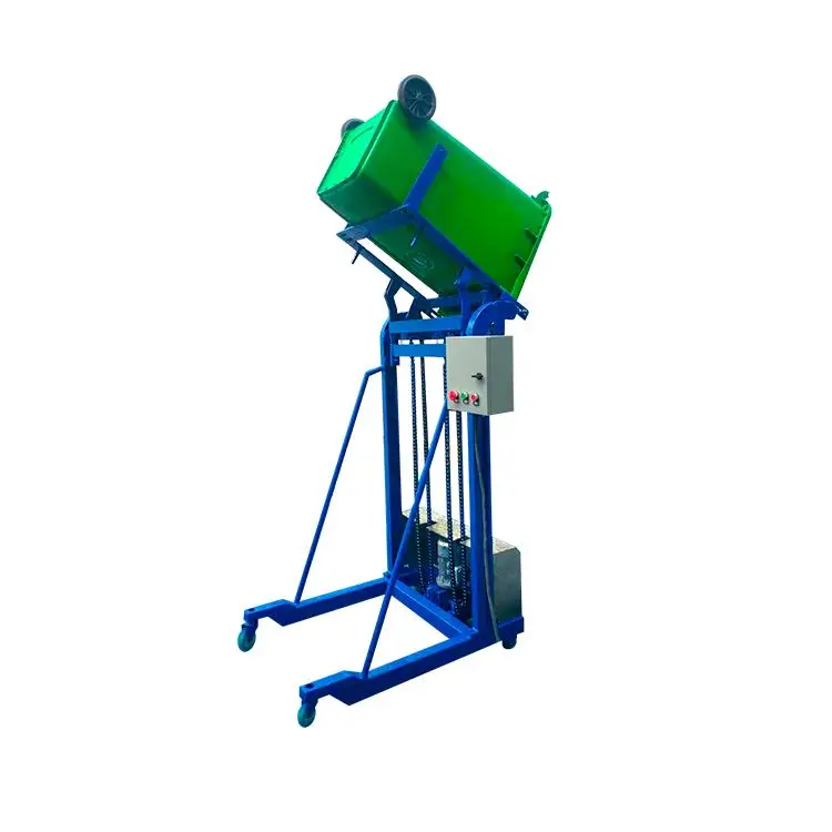 Electric trash can vertical flipping dumping machine/china bucket elevator /trash can lifting frame