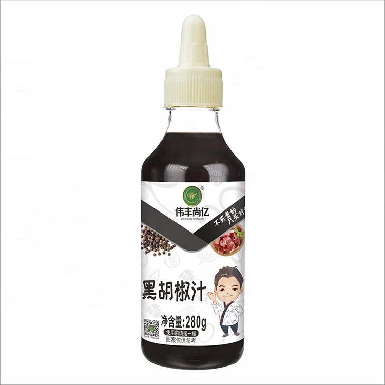 Wholesale Oem 280g Zero Fat Bottled  Black Pepper Sauce Juice For Seasoning Dishes