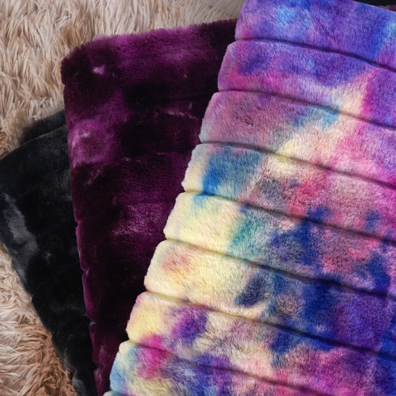 Новинка 2022, модная окрашенная в полоску ткань из искусственного меха, переливающийся мех, искусственный мех кролика, плюшевая ткань